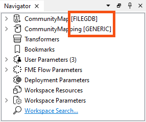 Reader and writer formats in the Navigator
